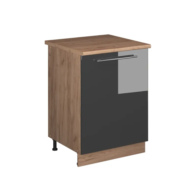 Spodní skříňka kuchyňské linky Fame-Line Antracitový vysoký lesk/Zlatý mocný dub 60 cm 1 dvířka s pracovní deskou Vicco Expresní Doručení
