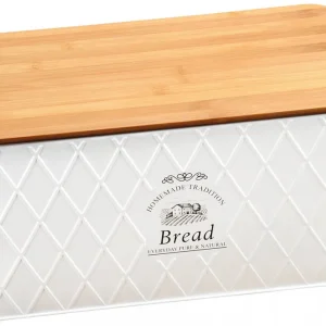 Chlebník Landhaus s prkénkem, bílý Speciální Cena