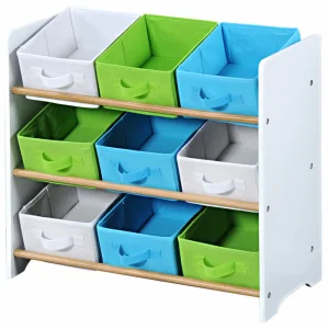 Nejprodávanější Dětský úložný regál s 9ti látkovými boxy, bílý