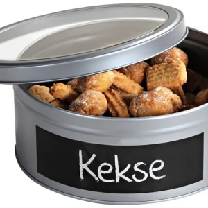 Kovová dóza s průhledným víkem a popisovací etiketou, průměr 20 cm Top Prodej