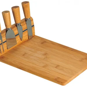 Krájecí deska na sýr s náčiním, bambus 30 x 20 cm Akce
