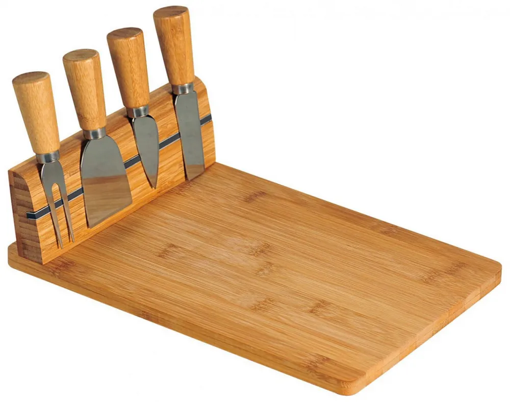 Krájecí deska na sýr s náčiním, bambus 30 x 20 cm Akce