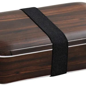 Časově Omezené Obědový box s dekorem tmavého dřeva 18,5 ×12,5 × 6 cm
