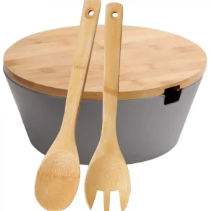 Plastová miska na ovoce a saláty s bambusovým víkem, průměr 26 cm, výška 11 cm Cenový Hit