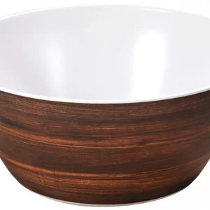 Plastová miska na ovoce a saláty, průměr 25 cm, dekor tmavého dřeva Nová Kolekce