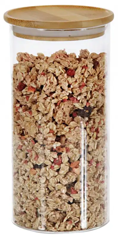 Skleněná dóza na potraviny s bambusovým víkem, 10 x 20 cm Ihned K Objednání
