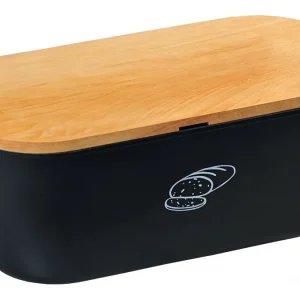 Úložný box na chléb s prkénkem, černý matný Nízká Cena