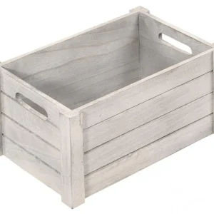 Výprodej Víceúčelová dřevěná bedýnka, starožitná bílá, 16 x 30 x 20,5 cm