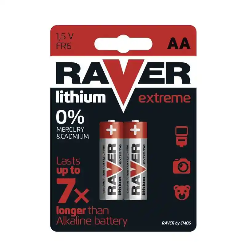 Lithiová baterie RAVER FR6 (AA), blistr Speciální Cena