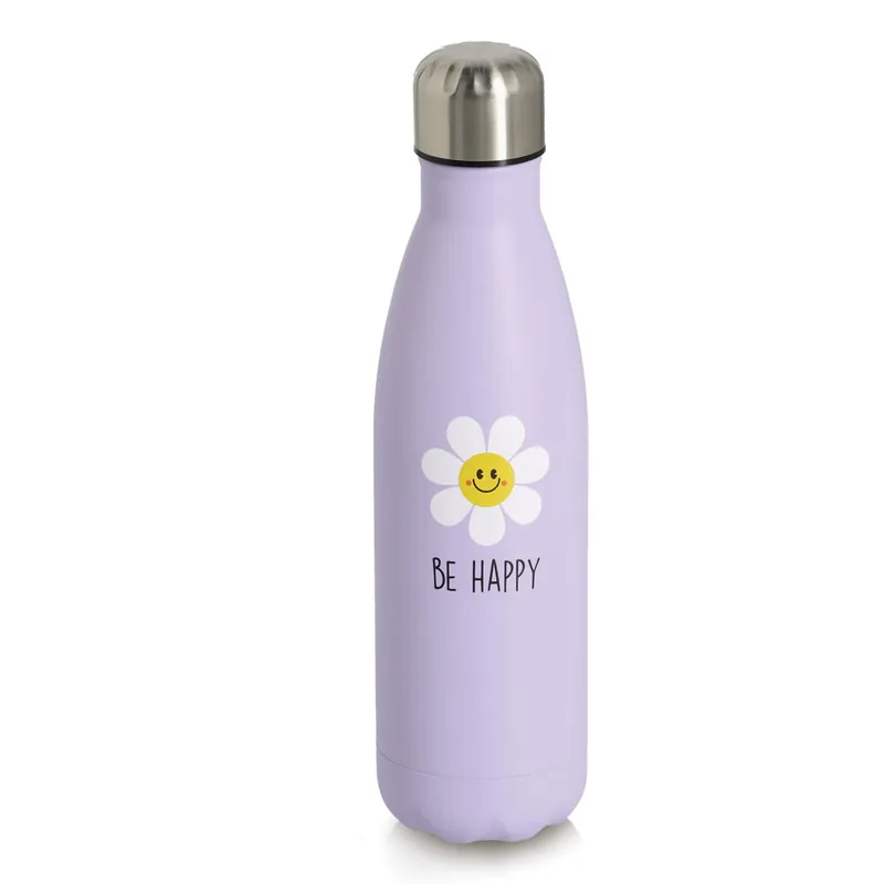 ZELLER Láhev na pití Happy Flower nerez, fialová 500ml Nejlepší Volba
