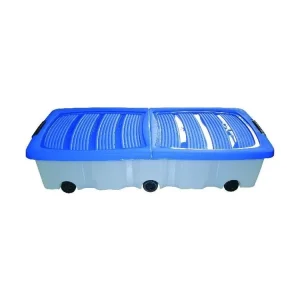 Novinka Box úložný 80x40x17cm 55L s kolečky, dělené víko, mix barev