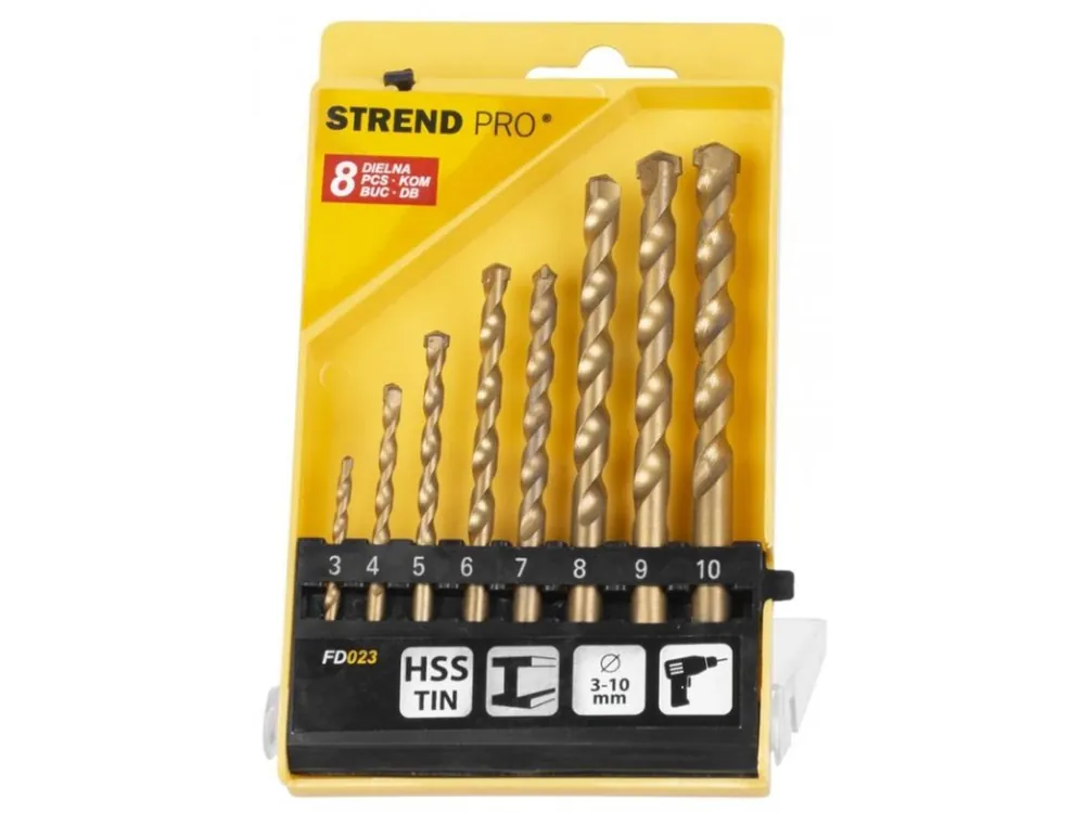 Novinka Vrtáky zdiva ¤3-10mm TiN 8ks STREND PRO