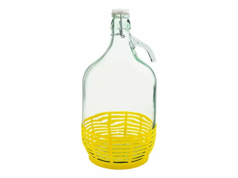 Demižon holý skleněný 5L ucho, plast koš, patentní uzávěr DAMA Cenový Hit