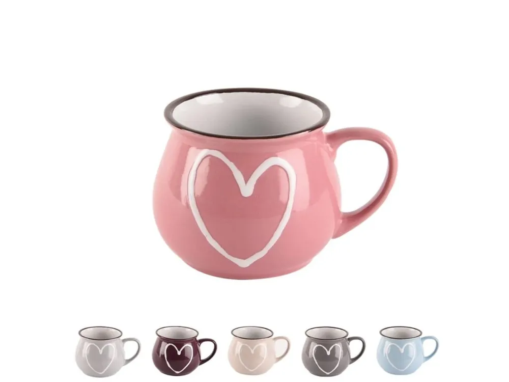 Hrnek keramika 320ml KRAJÁČ HEART, mix barev Cenová Bomba