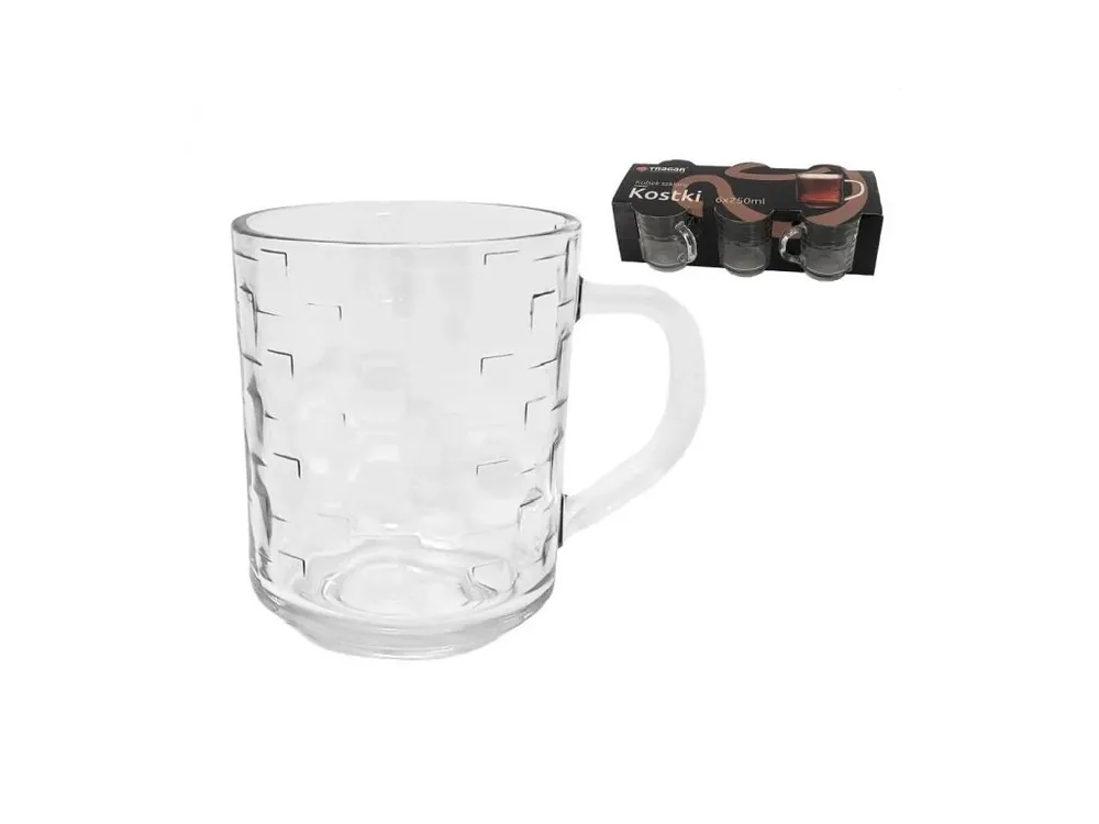 Aktuální Hrnek sklo 250ml KOSTKY 6ks