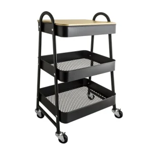 Objednat Nyní Regál 3patra BLACK SERIE 1822 45,5x30,5x78,5cm na kolečkách