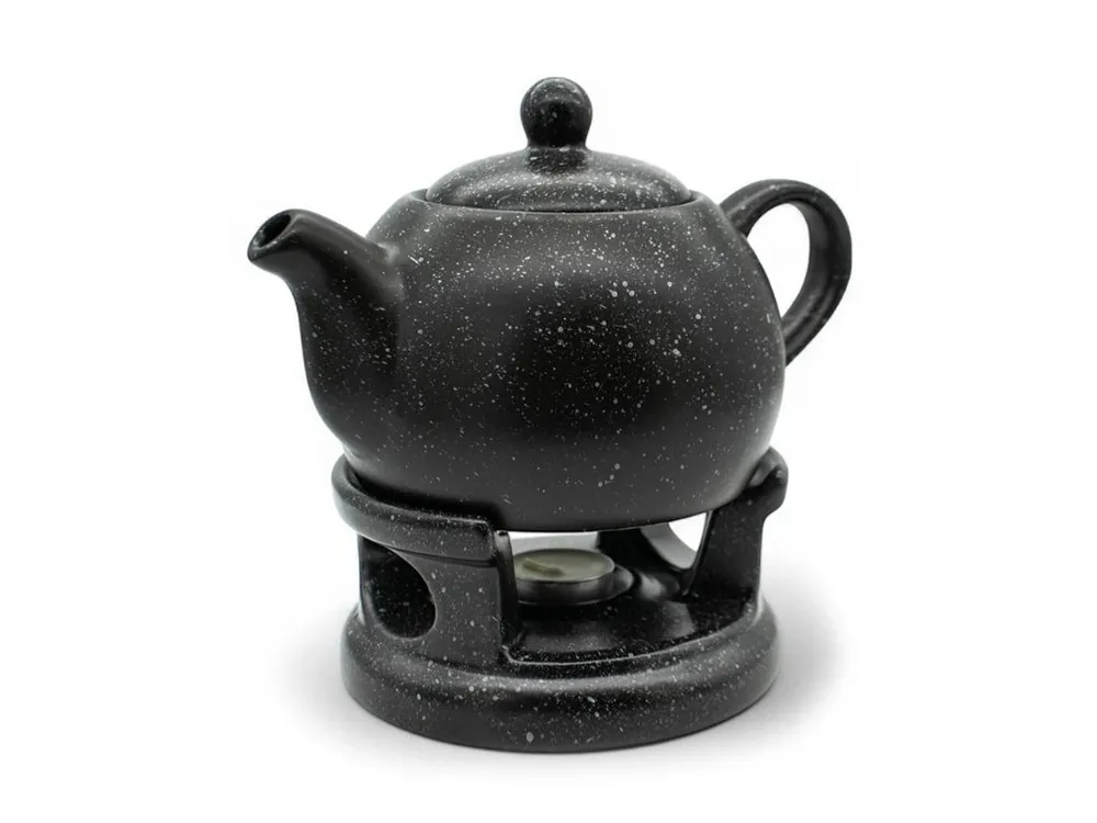 Konvice porcelán 1000ml s ohřívačem BELLA černá mramor Cenová Bomba