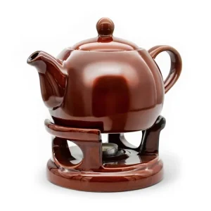 Akce Konvice porcelán 1000ml s ohřívačem BELLA hnědá