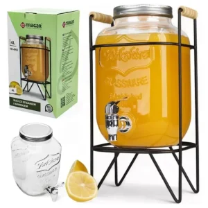 Značkový Zásobník láhev sklo 4000ml s kohoutkem ve stojanu TR-4NX