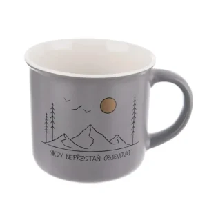 Omezená Nabídka Hrnek porcelán 400ml CESTOVÁNÍ šedý