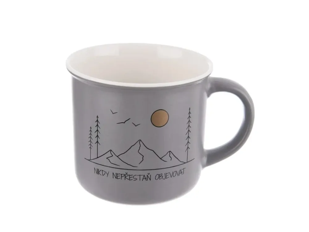 Omezená Nabídka Hrnek porcelán 400ml CESTOVÁNÍ šedý