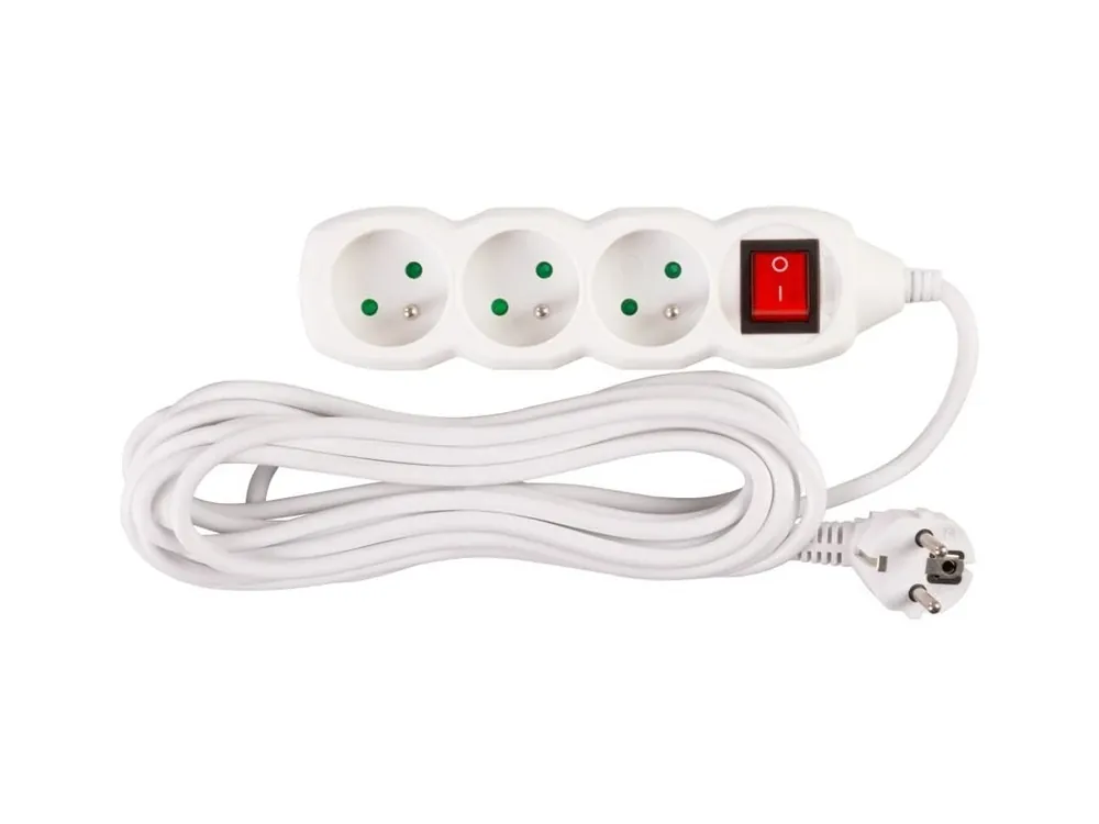 Akční Cena Kabel prodlužovací 3 zásuvky 5m s vypínačem max.2300W