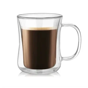 Nejprodávanější Hrnek sklo 400ml dvoustěnný ucho TRG-37