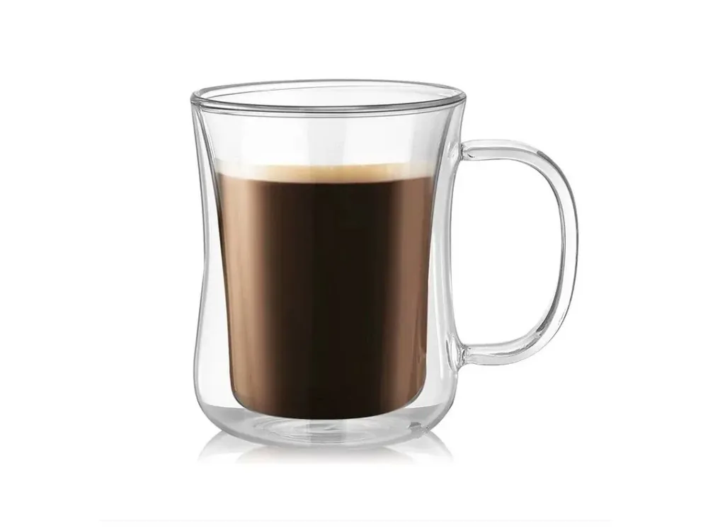 Nejprodávanější Hrnek sklo 400ml dvoustěnný ucho TRG-37