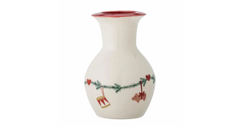 Autentický Kameninová vánoční váza Yule Nature 16 cm