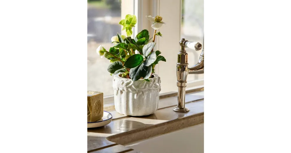 Kameninový květináč Cetara Rustic White 13 cm Víkendová Akce
