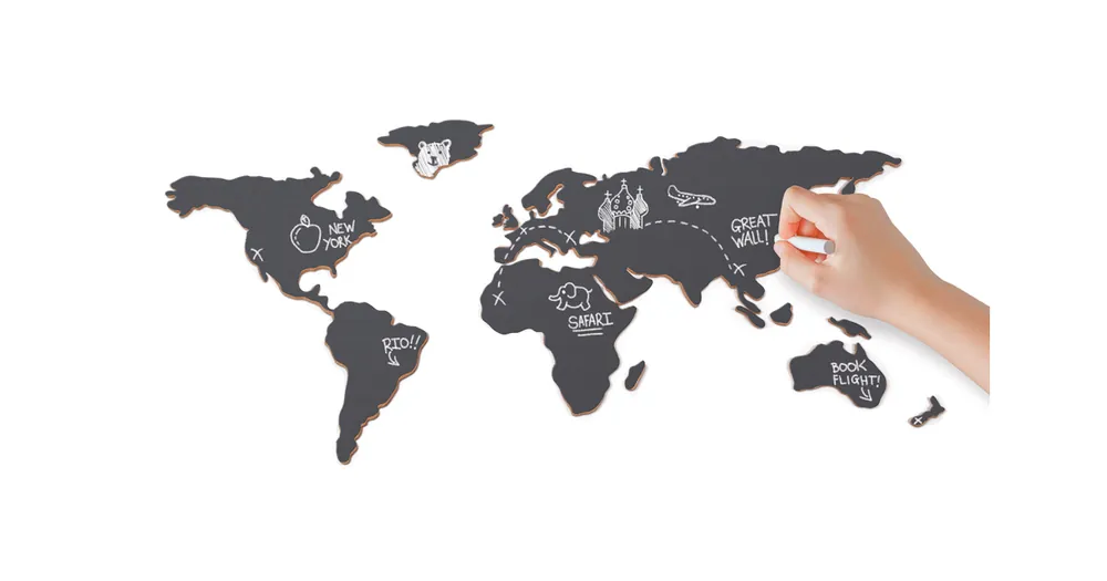 Nástenná mapa sveta Chalkboard s kriedou Víkendová Akce