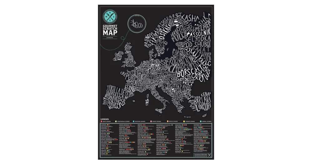 Nástenná stieracia mapa Európy Gourmet Edition Must-Have