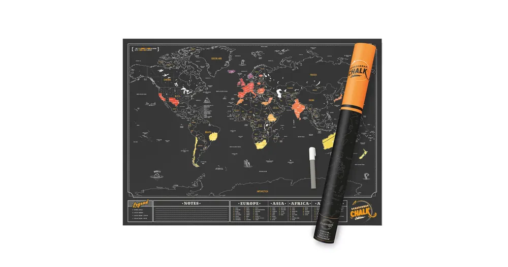 Pouze Dnes Nástenná stieracia mapa sveta Chalk edition
