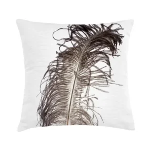 Rychlé Dodání Šedý polštář s potiskem Feather