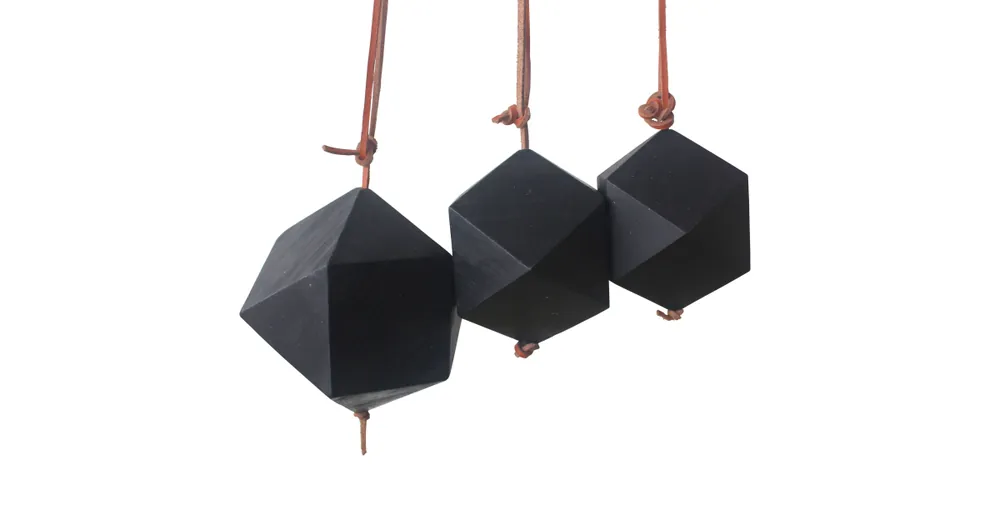 Sezónní Sleva Sada 3 ks teakových ozdôb Diamond Black