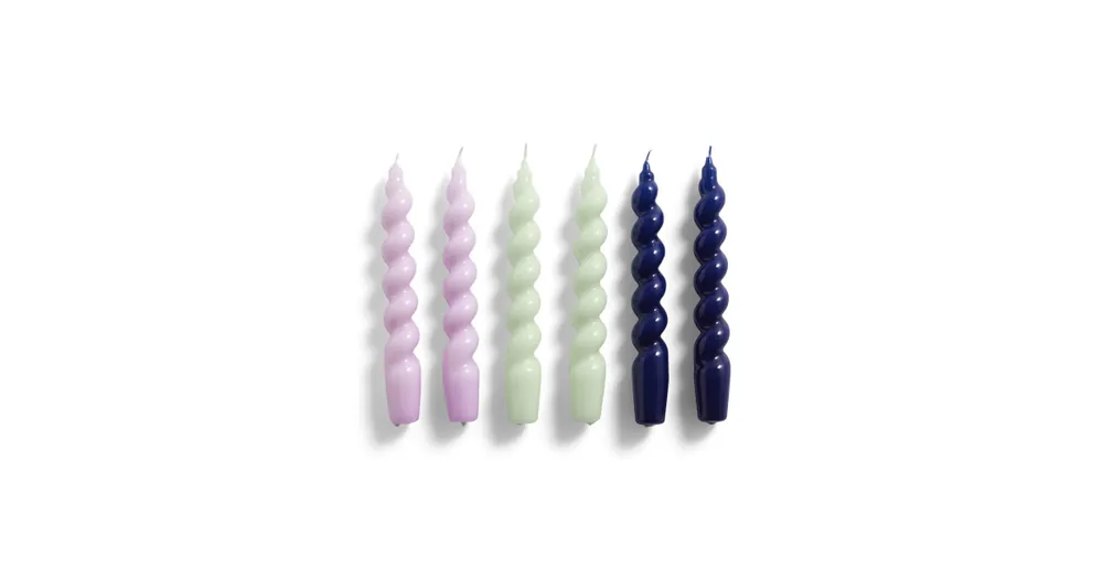 Set 6 ks sviečok Spiral Lilac Mint Midnight Blue Časově Omezené