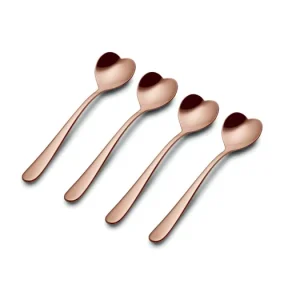 Set čajových lžiček Heart Golden Pink - 4 ks Horká Nabídka