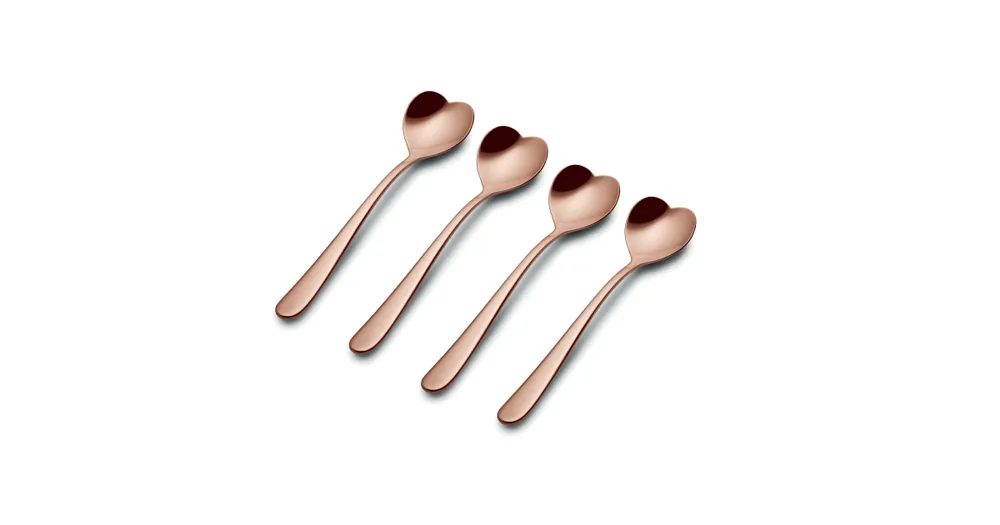 Značkový Sada čajových lyžičiek Heart Golden Pink - 4 ks