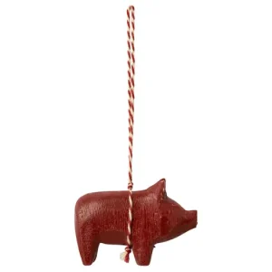Vánoční dřevěná ozdoba Pig Red Nejprodávanější