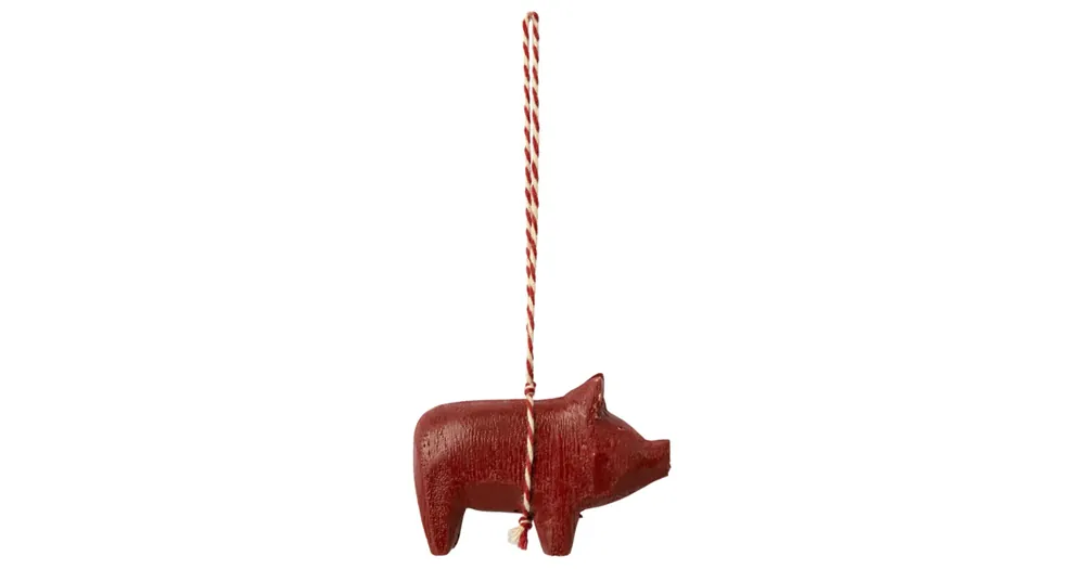 Must-Have Vianočná drevená ozdoba Pig Red