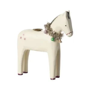 Cenově Výhodný Vianočný drevený svietnik Horse Off White