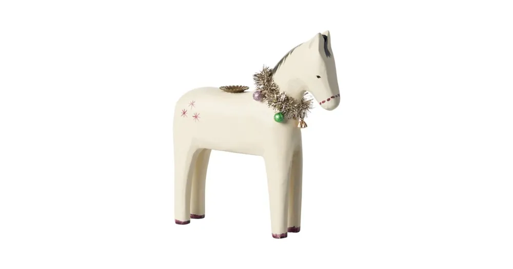 Cenově Výhodný Vianočný drevený svietnik Horse Off White