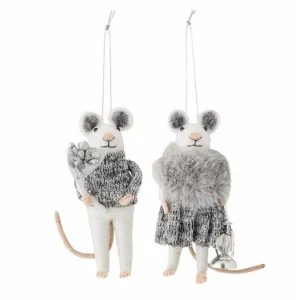 Vánoční ozdoba myšky Peo Grey Wool - set 2 ks Přímo Od Výrobce