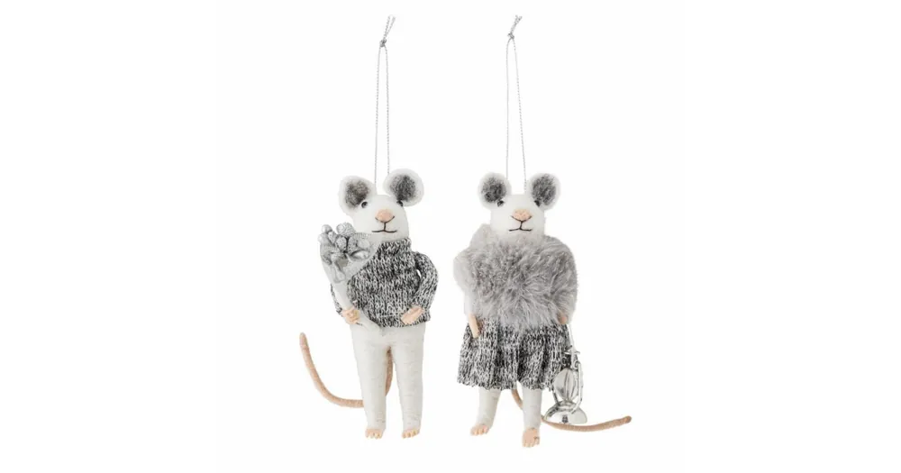Vánoční ozdoba myšky Peo Grey Wool - set 2 ks Přímo Od Výrobce