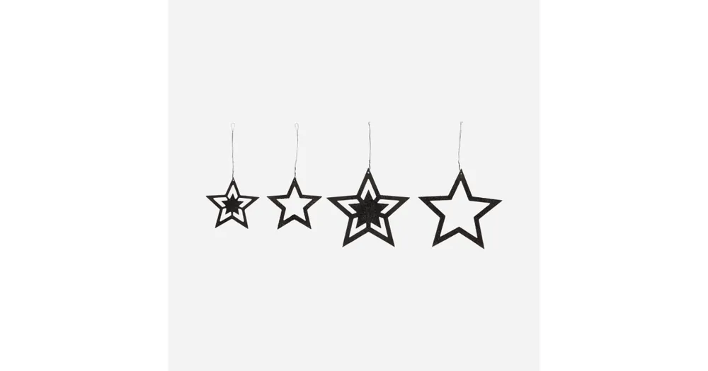 Vánoční ozdoby Stars Black - set 4 ks Aktuální