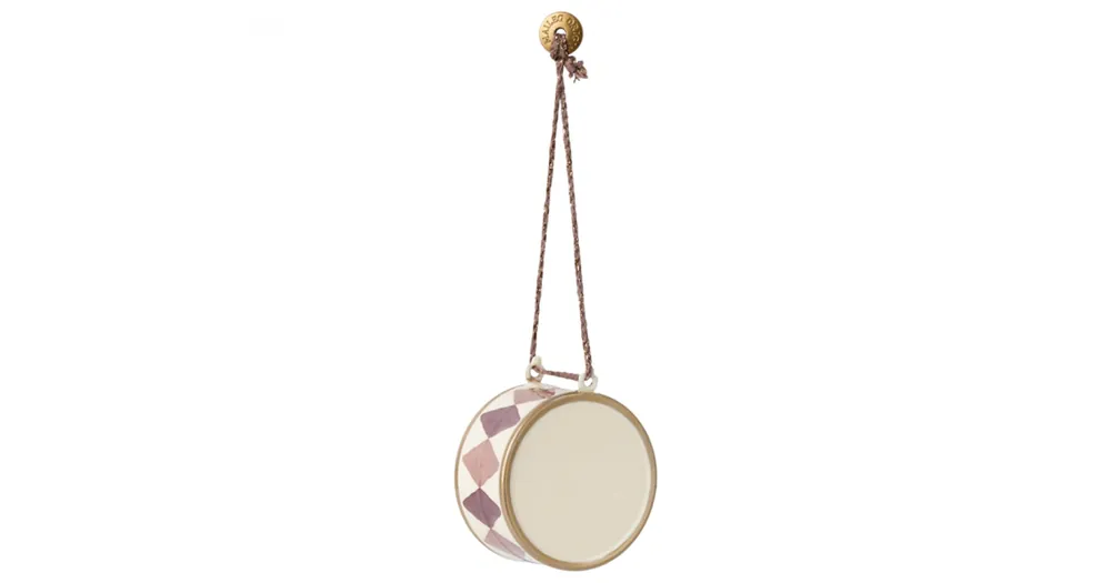 Novinka Vianočná plechová ozdoba Drum Large Light Purple