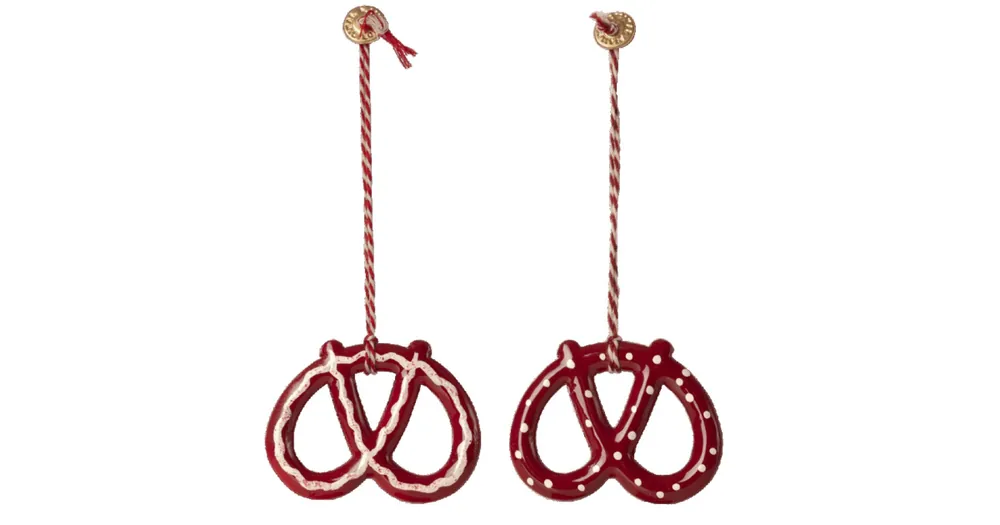 Vánoční plechová ozdoba Pretzel - set 2 ks Novinka