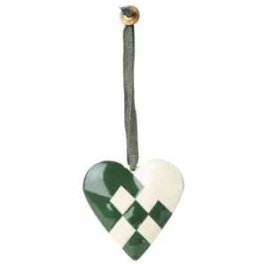 Vianočná plechová ozdoba Braided Heart Dark Green Super Cena