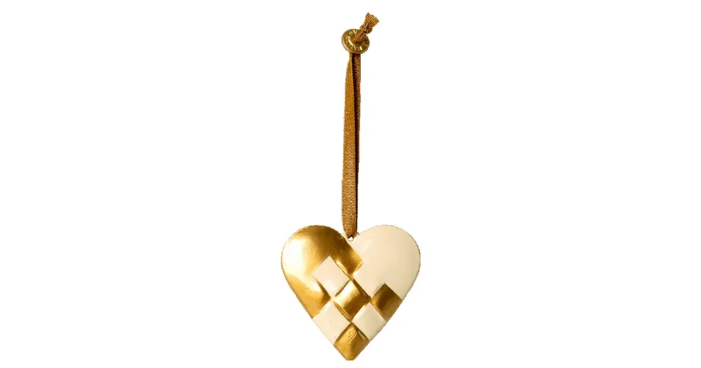Vánoční plechová ozdoba Braided Heart Gold Ověřený