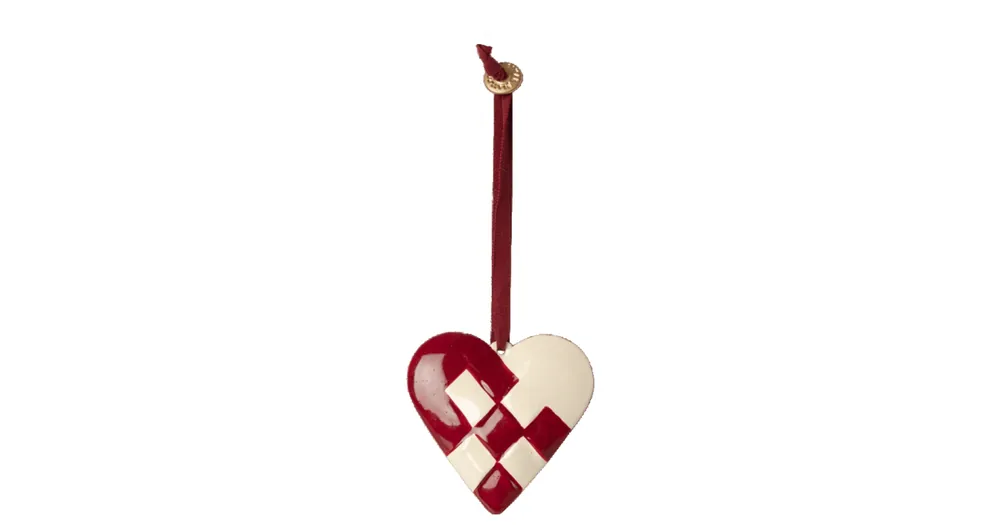 Vianočná plechová ozdoba Braided Heart Red Značkový